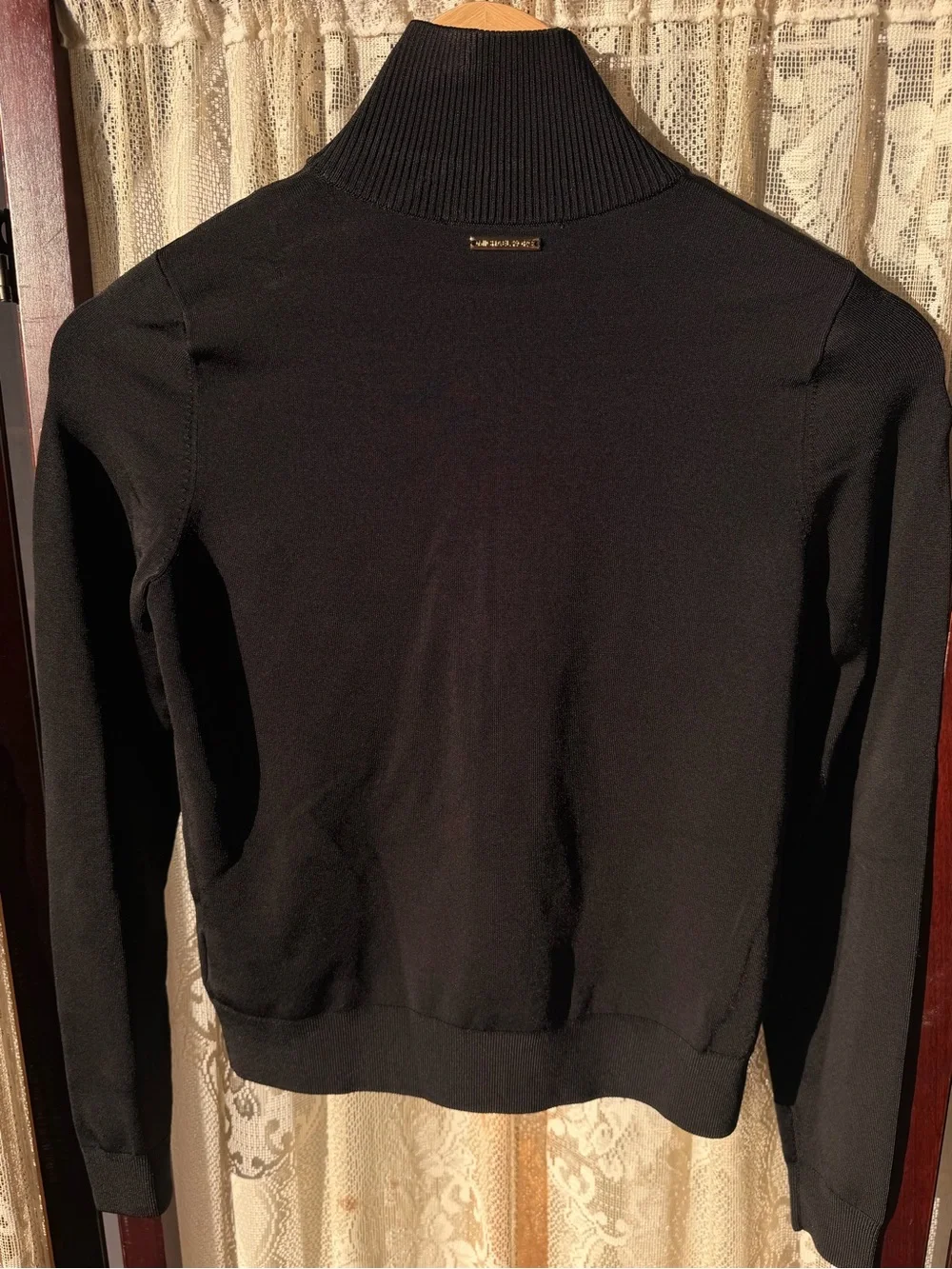 MICHAEL KORS NWT Black Gold Logo Zip Sweater Jacket XXS $175